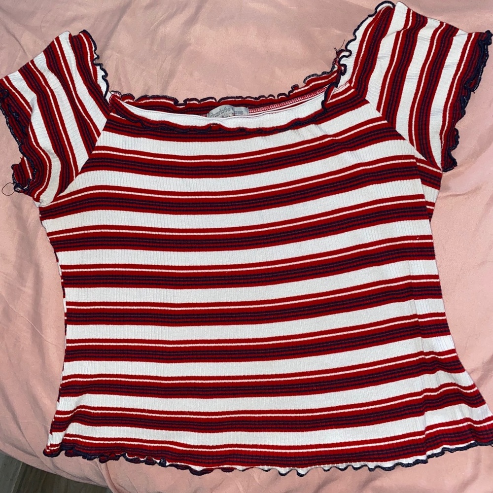 off the shoulder striped shirt